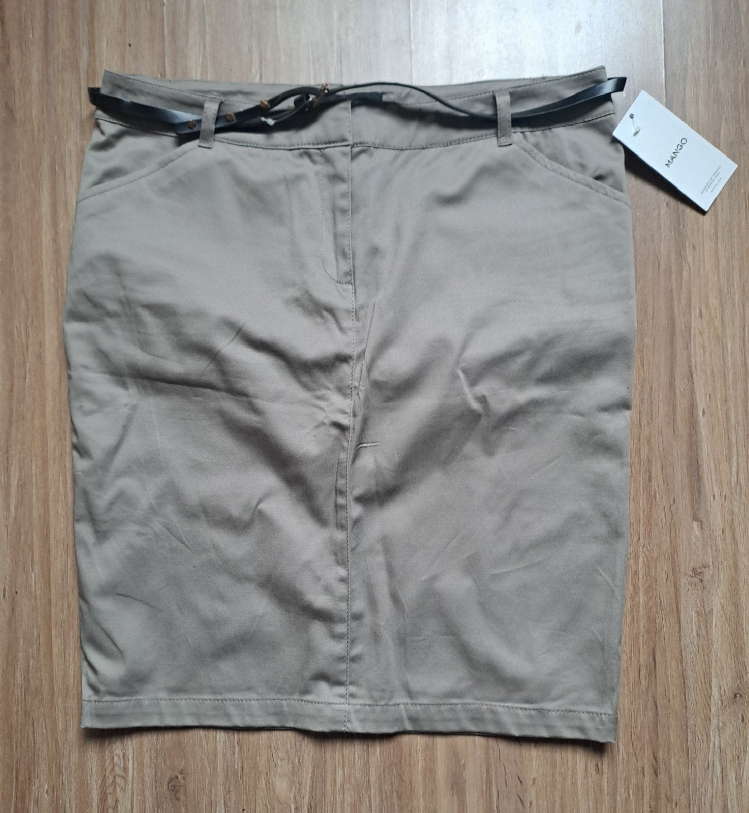 Nieuwe Mango Basics rok maat 38/M met riem, Maat 38/40 (M), Mango, Beige, Nieuw