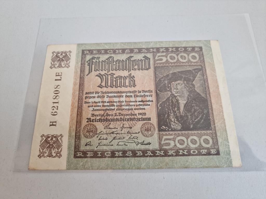 Duitsland 5000 Mark 1922, Ophalen of Verzenden, Duitsland, Los biljet