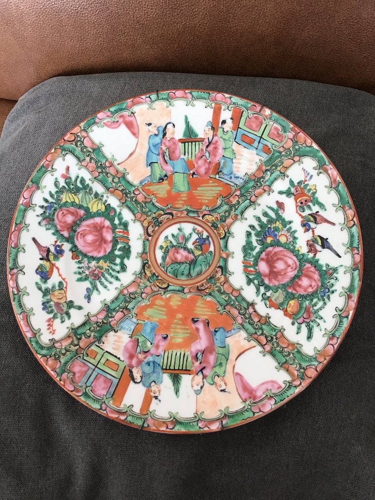 Antiek Chinees postelein  bordje, Ophalen