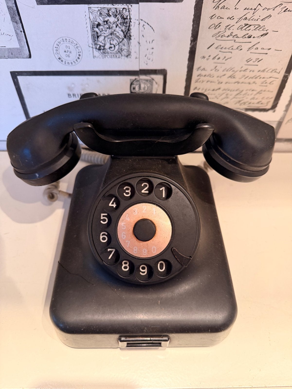 Vintage Telefoon met Draaischijf - Zwart, Ophalen