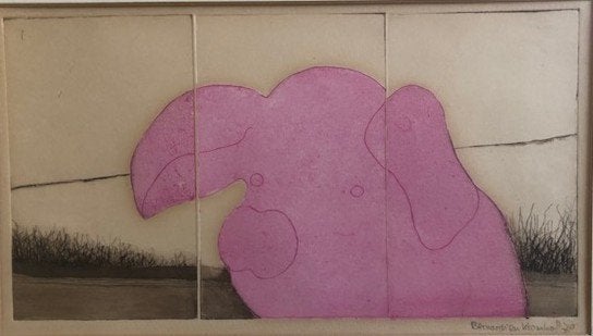 Berdien Kromhof Twee etsen met varkens, Ophalen of Verzenden, Ets, Ingelijst, 1950 - 1999