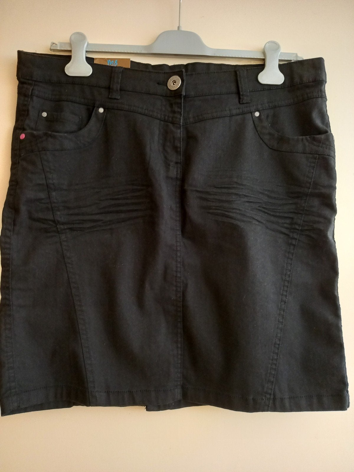 Zwarte korte jeans rok, spijkerrok maat 46, stretch, Rok, Zwart, Nieuw, Ophalen of Verzenden