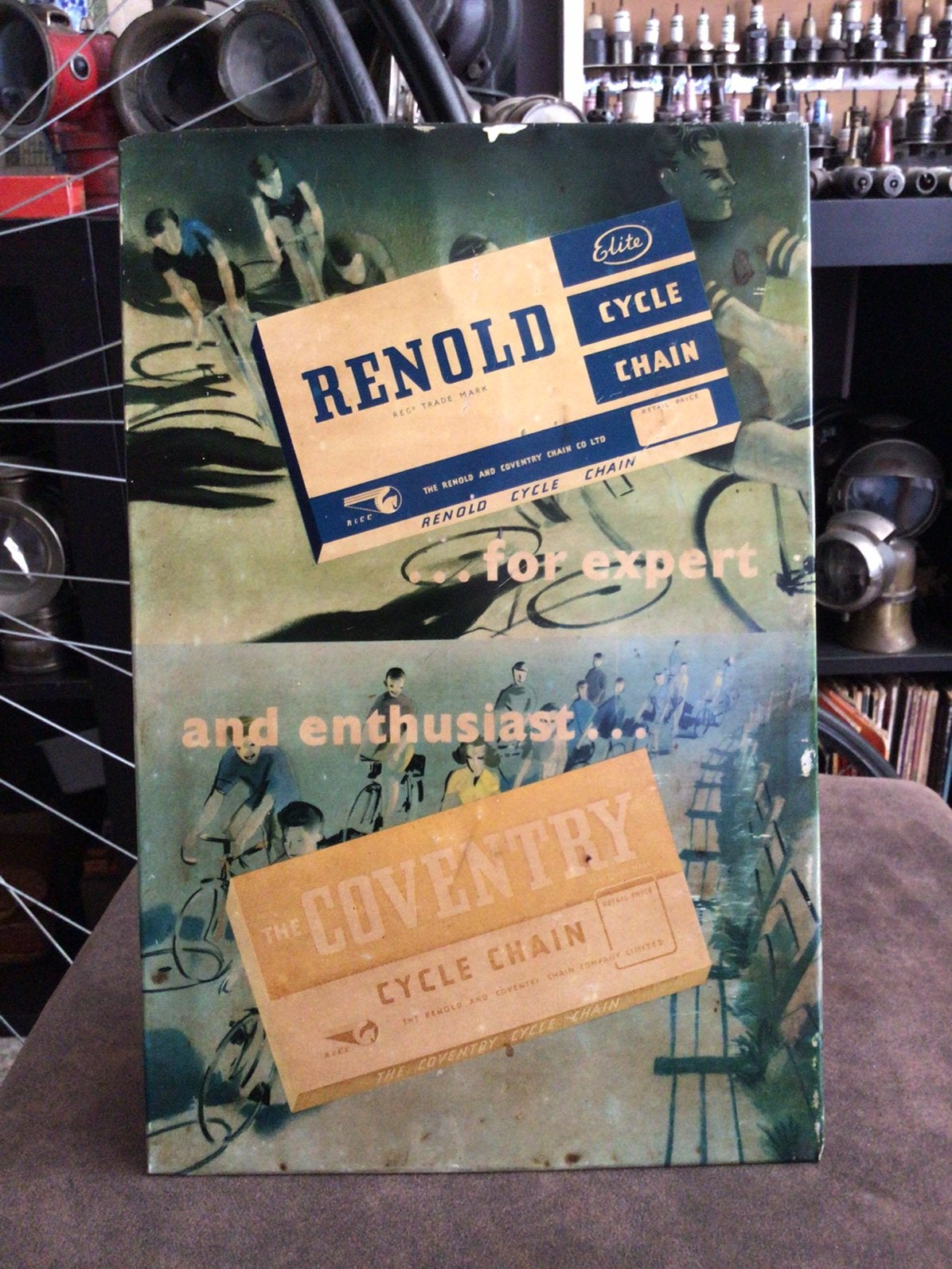 Reclamen bord Renold Coventry fiets ketting, Ophalen of Verzenden, Gebruikt, Reclamebord