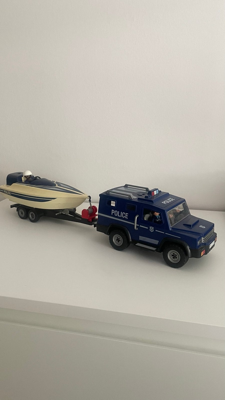 Playmobil Politie Auto met Aanhanger en Speedboot, Ophalen, Gebruikt, Complete set, Voertuig