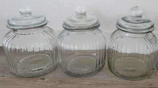 3 voorraadpotten – ca. 2 liter – Xenos, Glas, Ophalen of Verzenden, Zo goed als nieuw, Voorraadpot