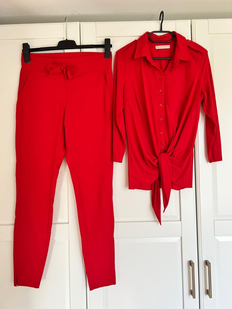 Studio anneloes set blouse L & upstairs broek M rood, Kleding | Dames, Maat 42/44 (L), Ophalen of Verzenden, Zo goed als nieuw