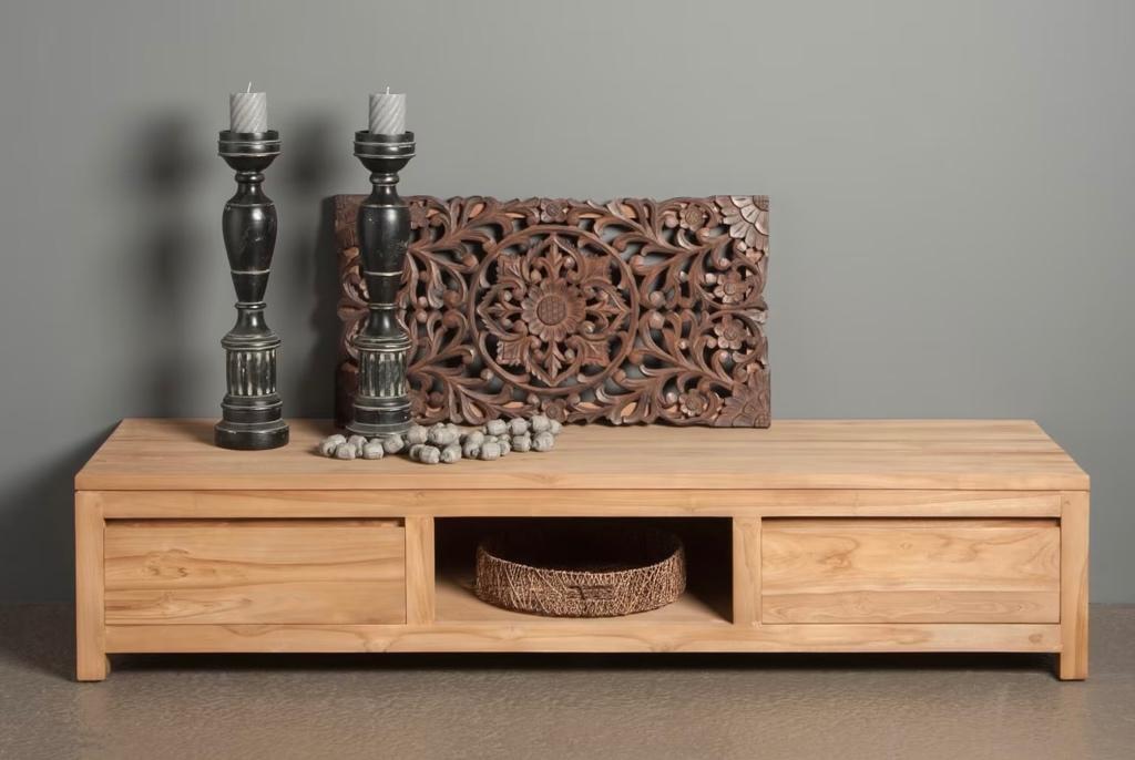 Teak Houten TV meubel, Ophalen, 150 tot 200 cm, Teakhout, Zo goed als nieuw