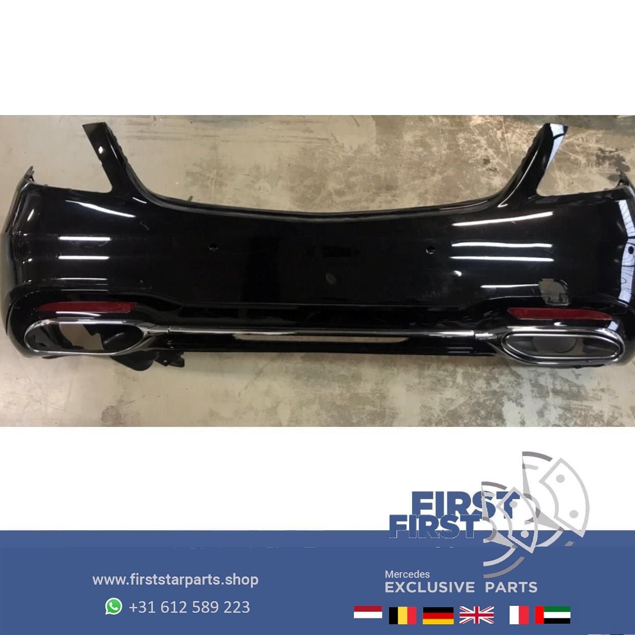 W222 FACELIFT AMG ACHTERBUMPER S Klasse 2017 ZWART origineel, Gebruikt, -, Voor, Ophalen of Verzenden