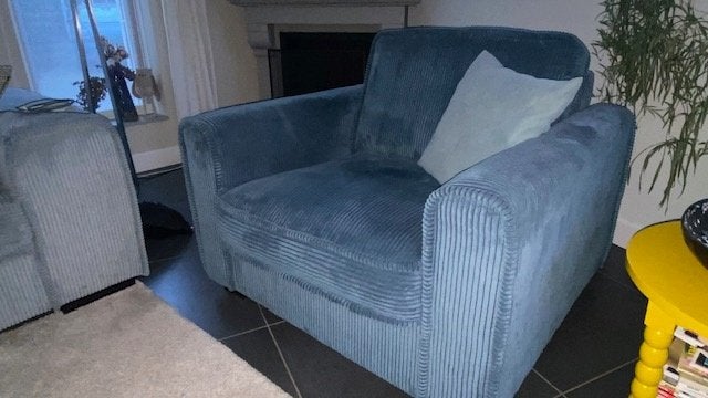 Te koop ribstof bankstel, Huis en Inrichting, Ophalen, Gebruikt, 75 tot 100 cm, Stof