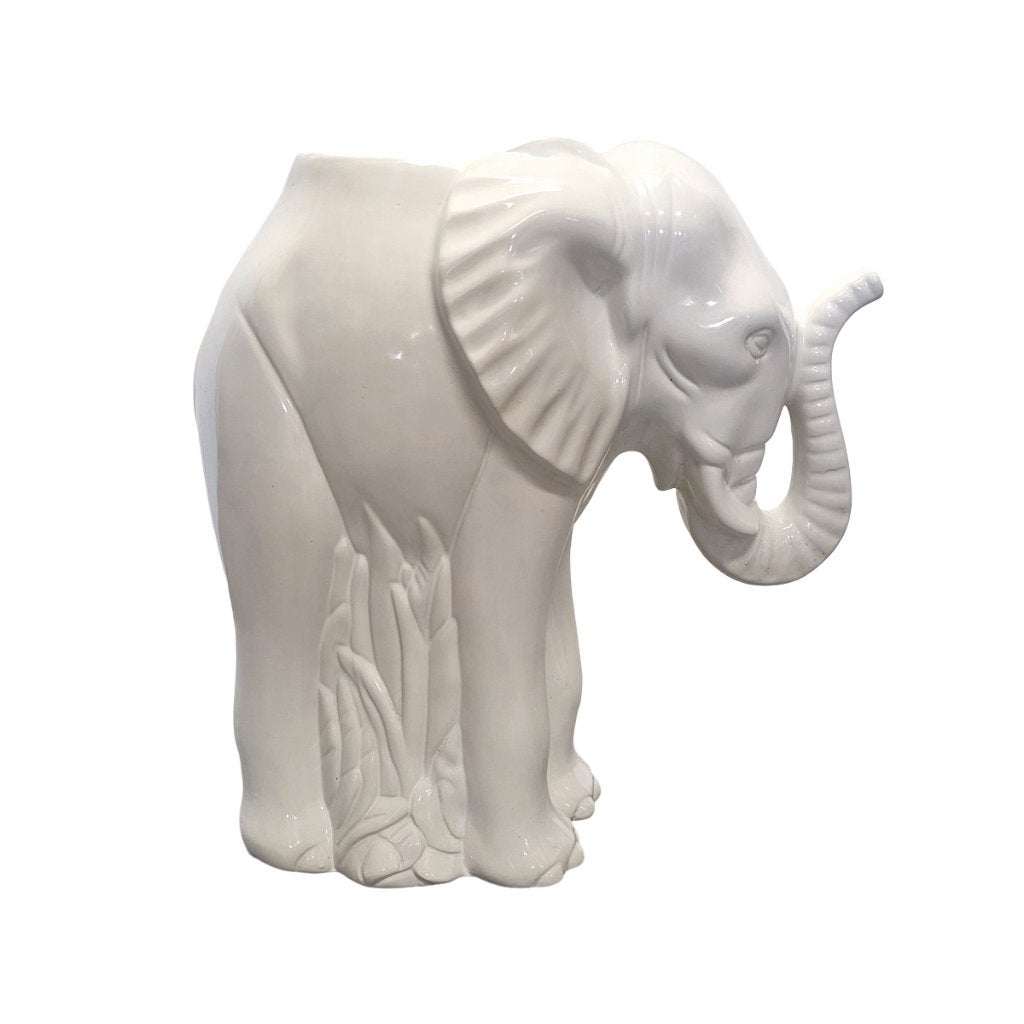 Vintage Franse keramische olifant plantenbak / paraplubak, Ophalen of Verzenden, Zo goed als nieuw, Overige materialen