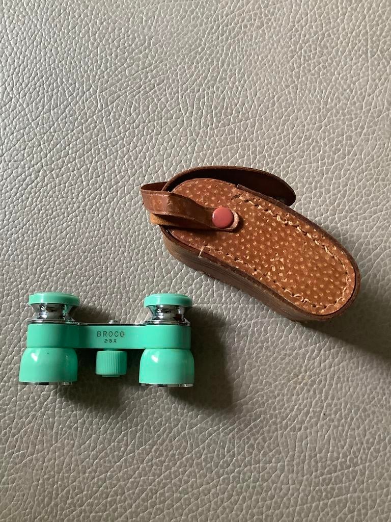 Vintage Broco Toneelkijker - Mintgroen met origineel etui, Gebruikt, Minder dan 8x, Overige typen, Ophalen of Verzenden