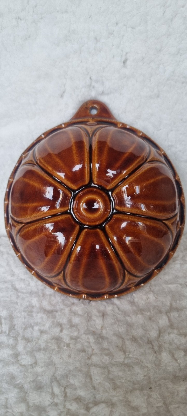 Vintage West Germany puddingvorm bloemvorm bruin keramiek 1, Verzenden