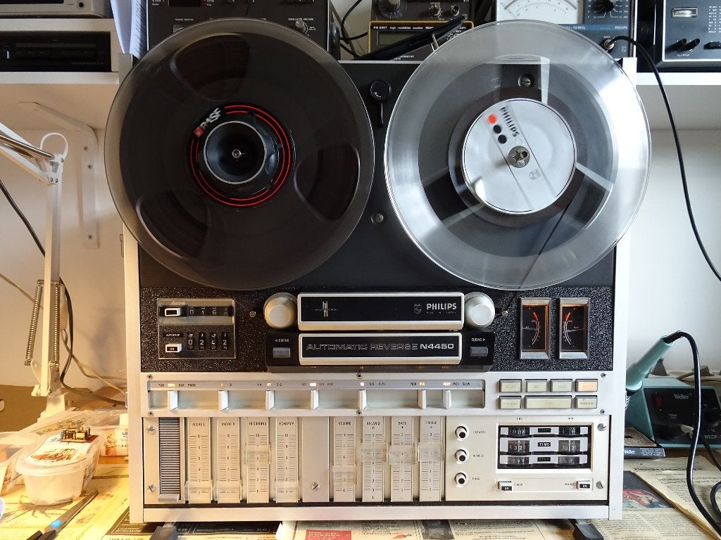 Philips N4450 HiFi auto-reverse bandrecorder (2 x), Audio, Tv en Foto, Bandrecorders, Ophalen, Bandrecorder, Met stofkap