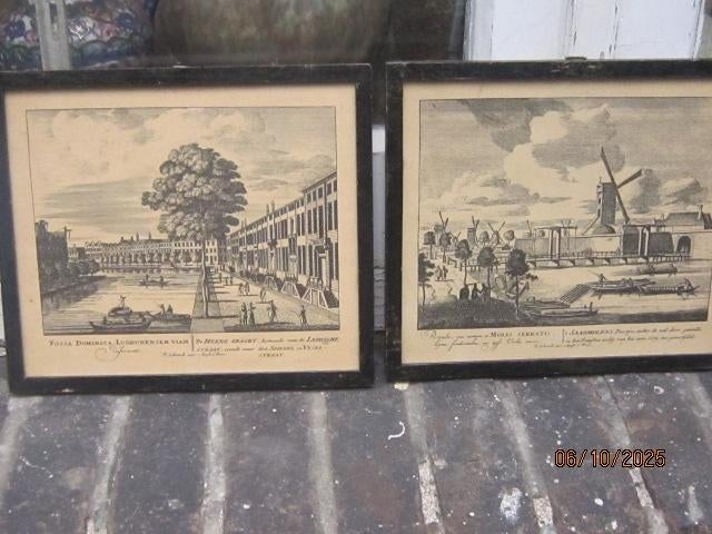 2 Zeer oude Koper gravues van Amsterdam, HEEREGRACHT e.o, Ophalen of Verzenden, Architectuur, Gravure