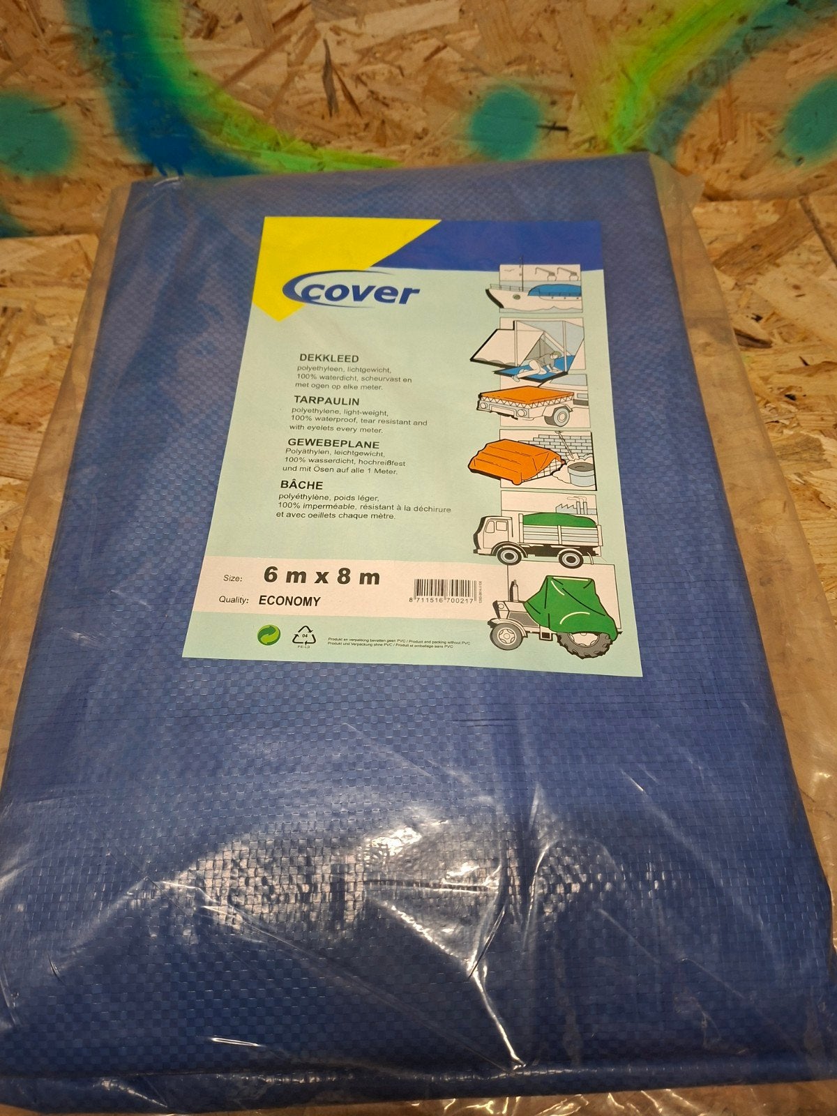 3 Nieuwe afdekzeilen 6m x 8m - Blauw, Waterdicht, Ophalen of Verzenden, Nieuw