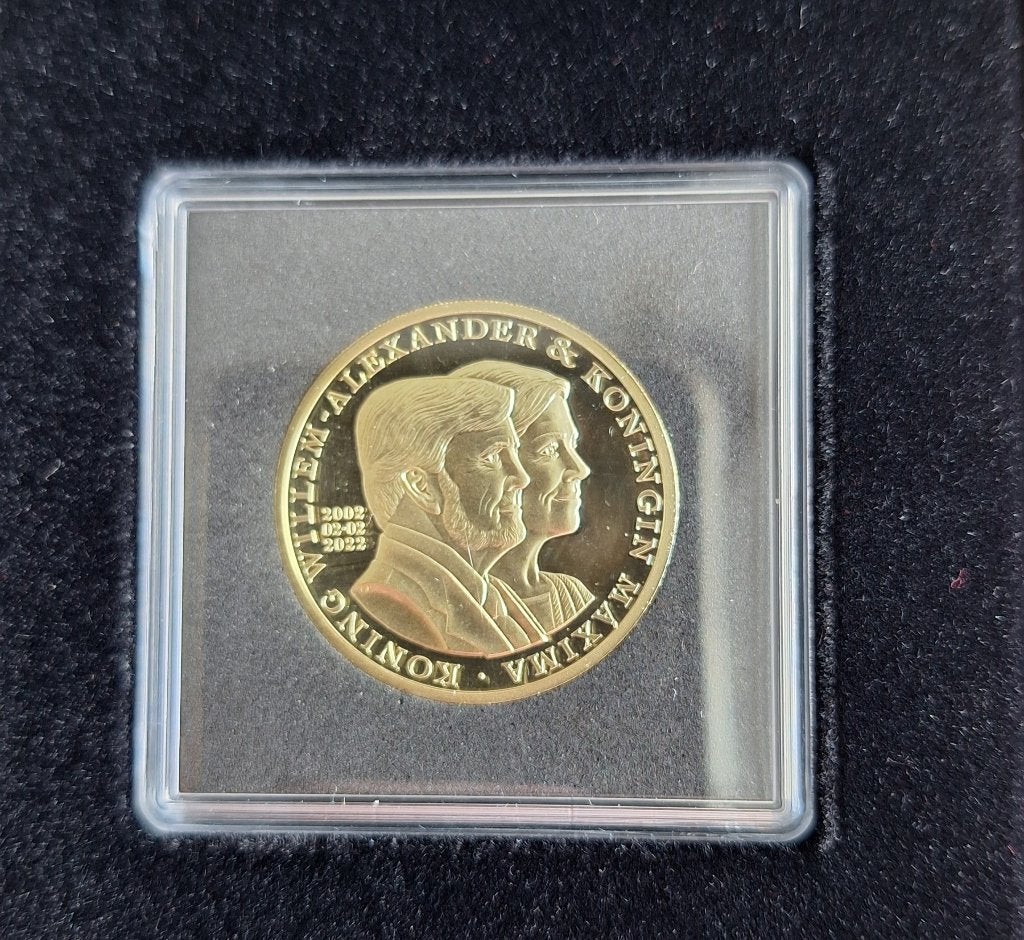 Herdenkingsuitgifte Koninklijk Huwelijk 2002-2022 Verguld, Verzamelen, Ophalen of Verzenden, Nieuw, Nederland, Postzegel(s) of Munt(en)