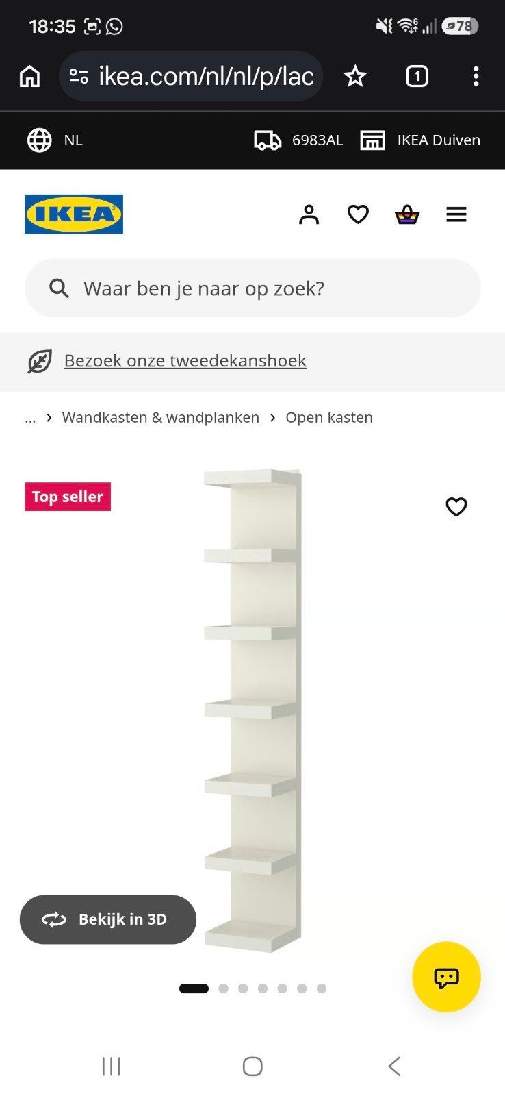 ikea wandplank met zij schapjes, Ophalen