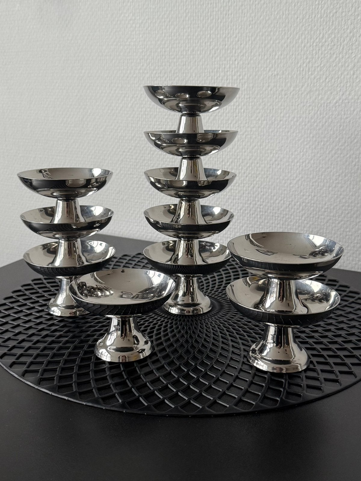 RVS ijs coupes Guy Degrenne vintage Frans jaren 70 zilver, Overige materialen, Gebruikt, ?, Guy Degrenne
