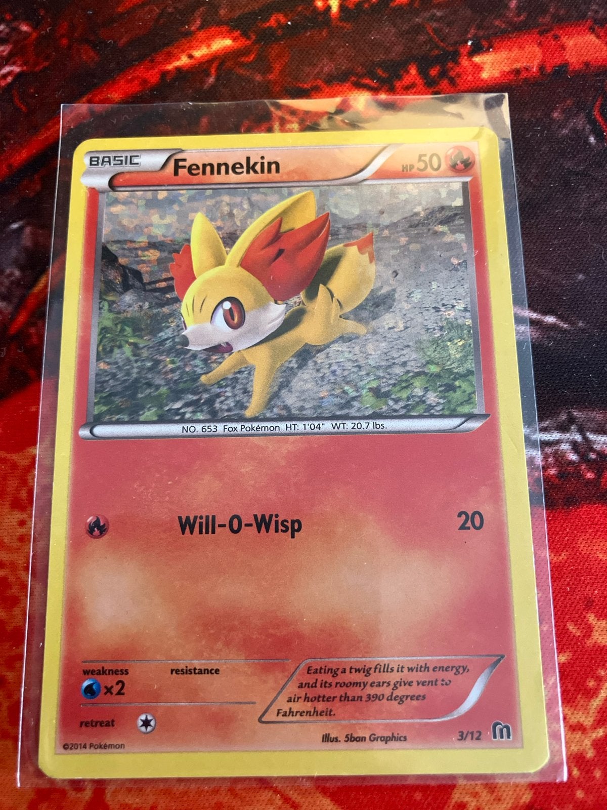 Pokémon Kaart - Fennekin (Basic, HP50, Will-O-Wisp), Ophalen of Verzenden, Gebruikt, Losse kaart