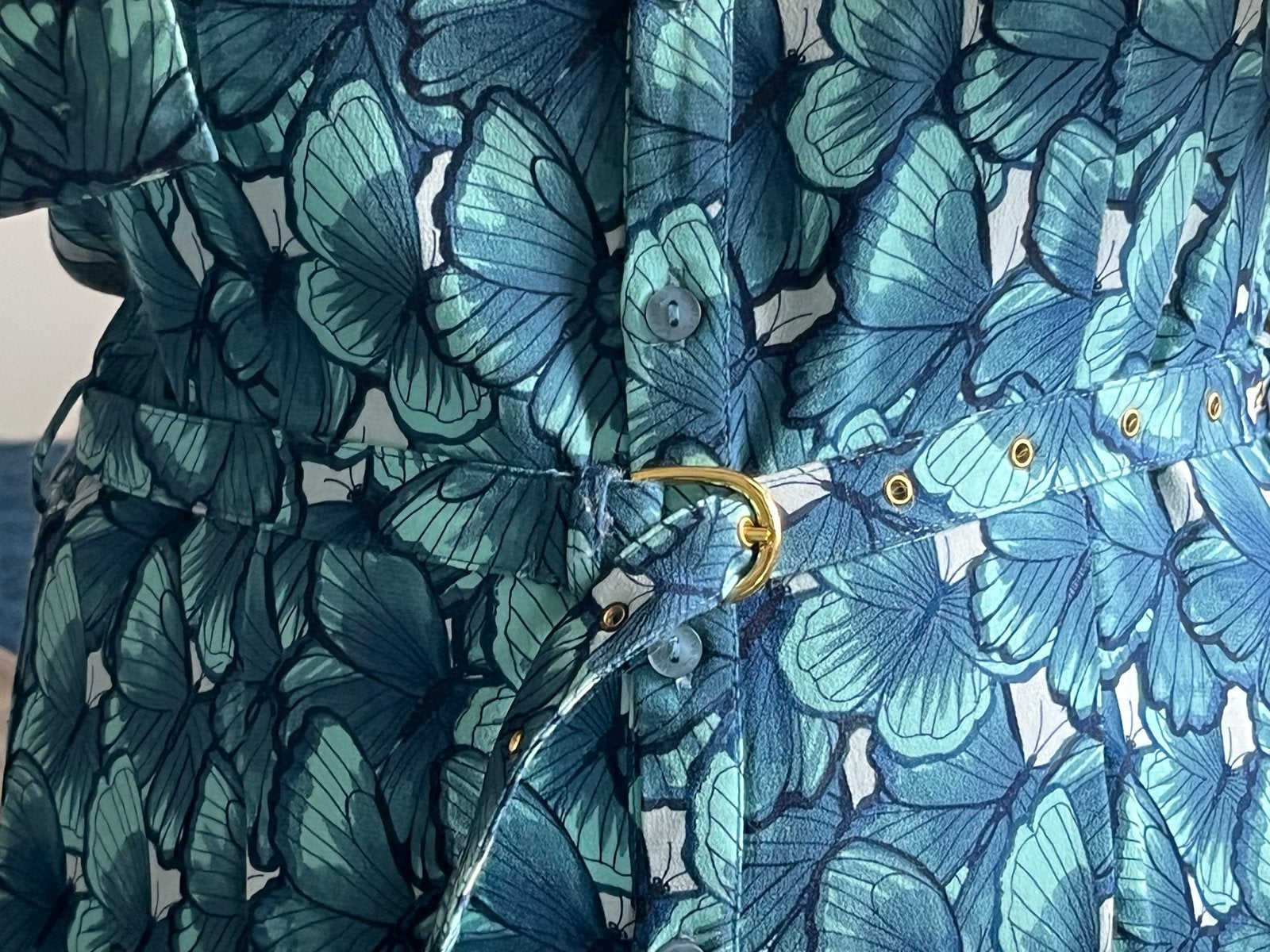 Prachtige jurk, Fabienne Chapot, met gouden details, Maat 38/40 (M), Blauw, Ophalen of Verzenden, Zo goed als nieuw