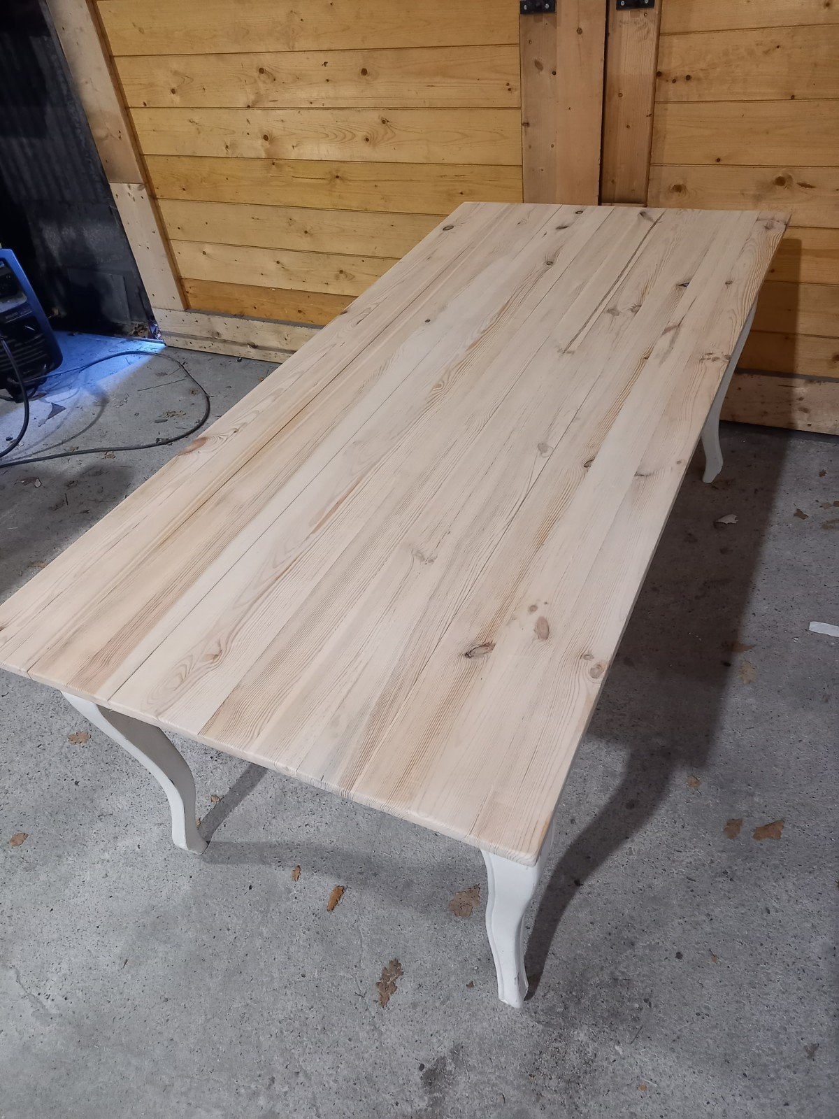 Brocante landelijke grenen tafel 195x87cm, Ophalen, Gebruikt, 50 tot 100 cm, Vijf personen of meer