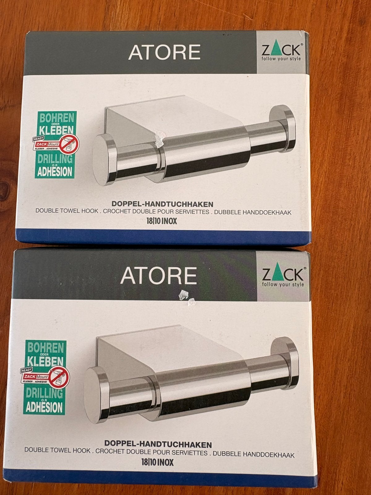 ZACK Atore Dubbele Handdoekhaak RVS (2 stuks), Verzenden, Overige merken, Nieuw, Handdoekhaak