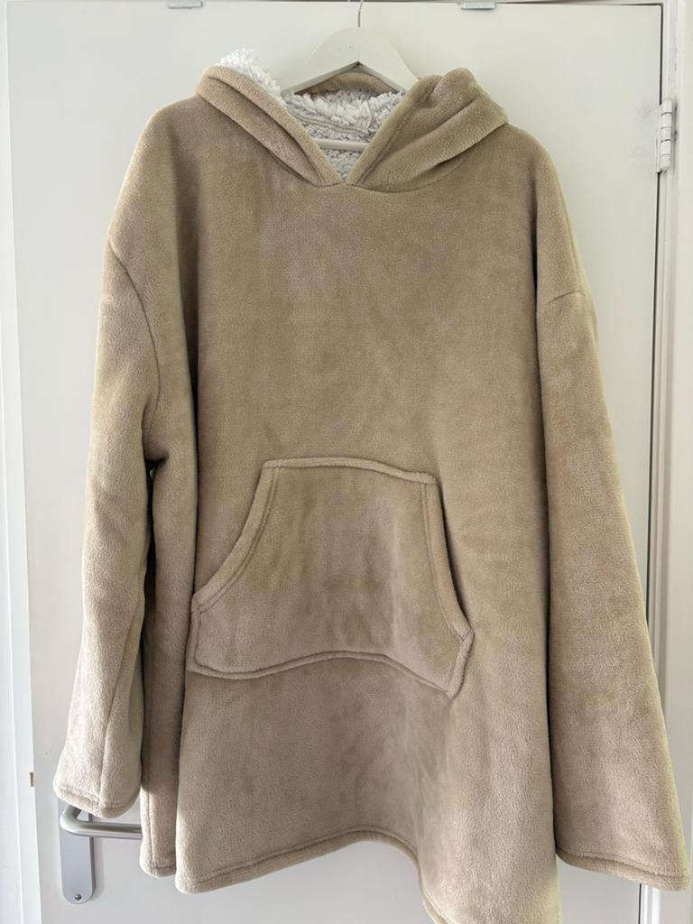 Comfortabele oversized hoodie met tekst - Beige, Kleding | Dames, Ophalen of Verzenden, Zo goed als nieuw, Maat 46/48 (XL) of groter