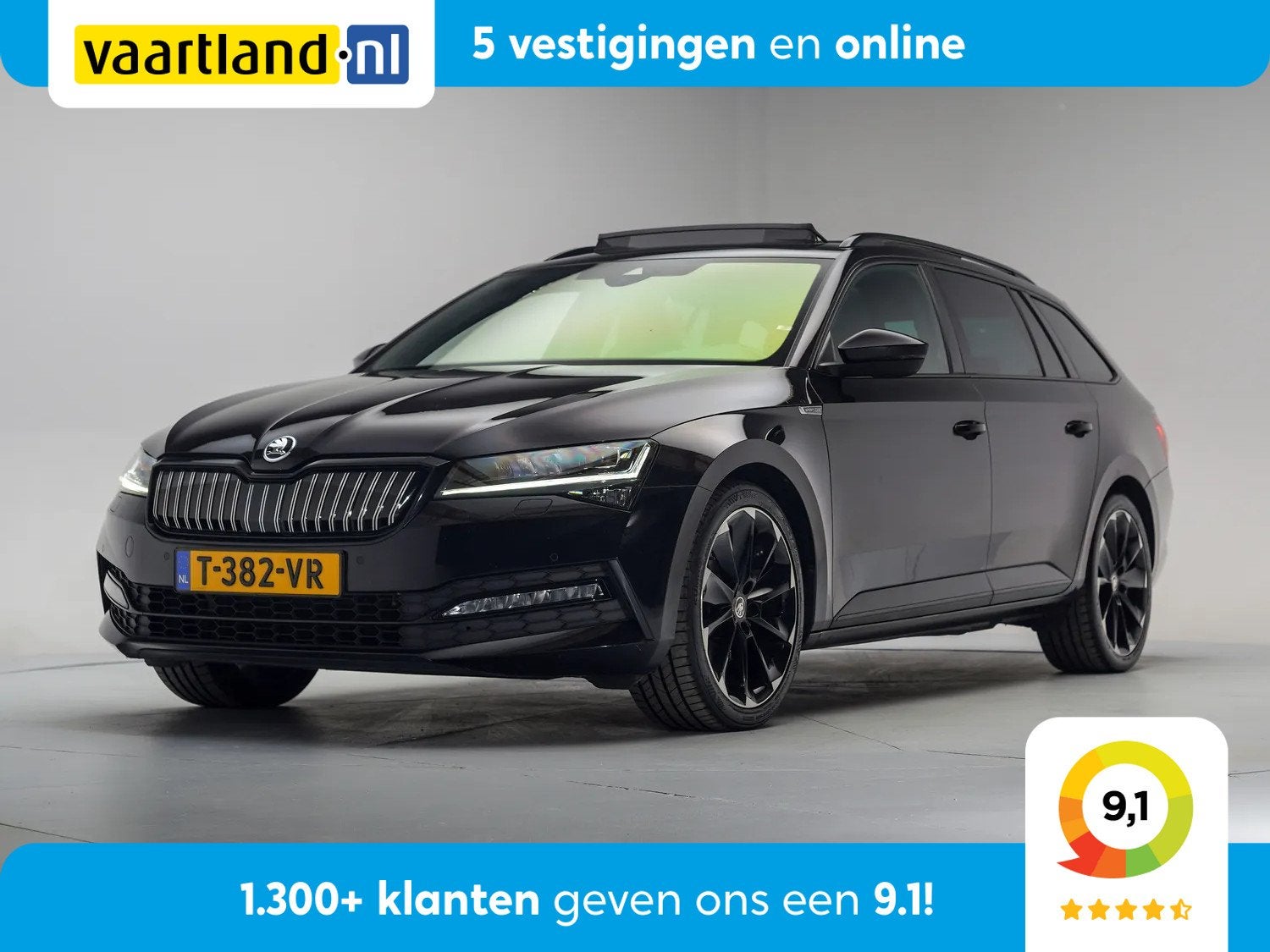 Skoda Superb COMBI 1.4 TSI iV PHEV Sportline Aut.[ Panorama, Auto's, Skoda, Gebruikt, 4 cilinders, Zwart, Hybride Elektrisch/Benzine