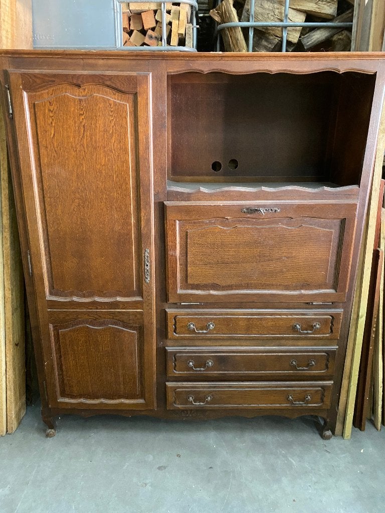 Eiken Houten Secretaire Kast, Ophalen