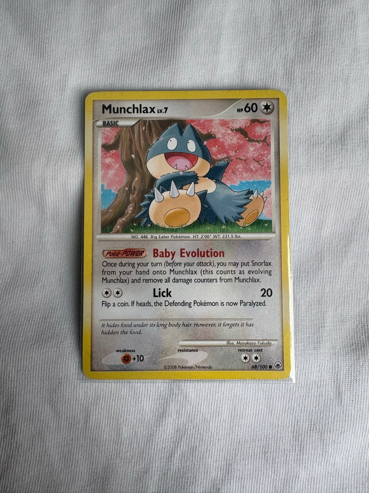 Pokémon Kaart Munchlax LV.7 (2008), Ophalen of Verzenden, Gebruikt, Losse kaart