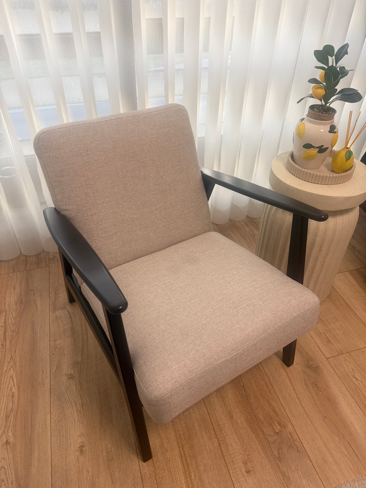 EKENÄSET Fauteuil, Kilanda lichtbeige, Huis en Inrichting, Fauteuils, Ophalen, 75 tot 100 cm, Zo goed als nieuw, Stof