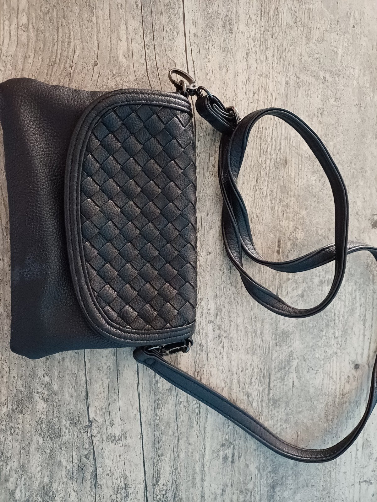 Tasje en Zwarte portemonnee/pasjeshouder, Sieraden, Tassen en Uiterlijk, Gebruikt, Zwart, Leer, Ophalen