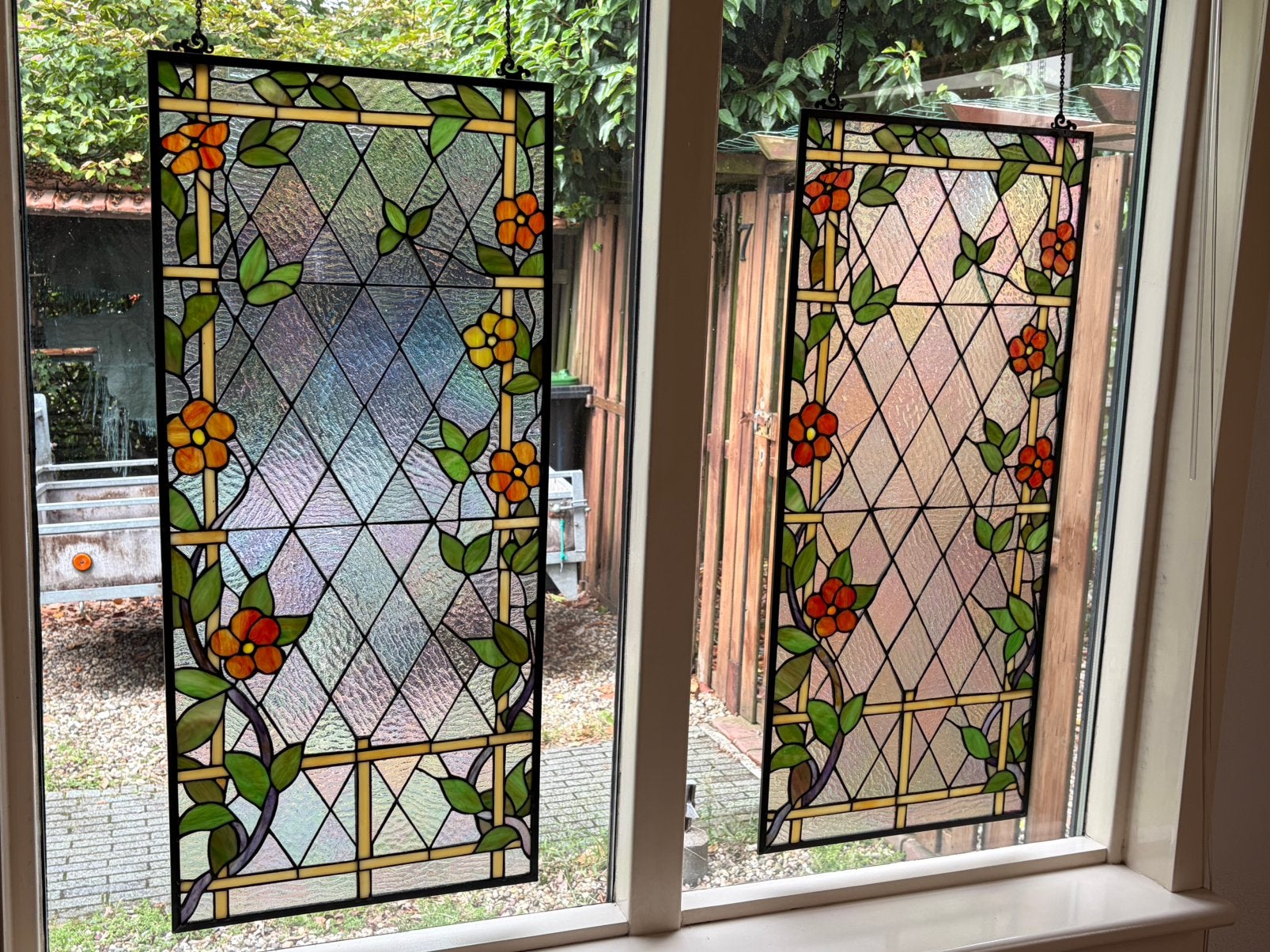 Set van Tiffany stijl glazen panelen, Ophalen