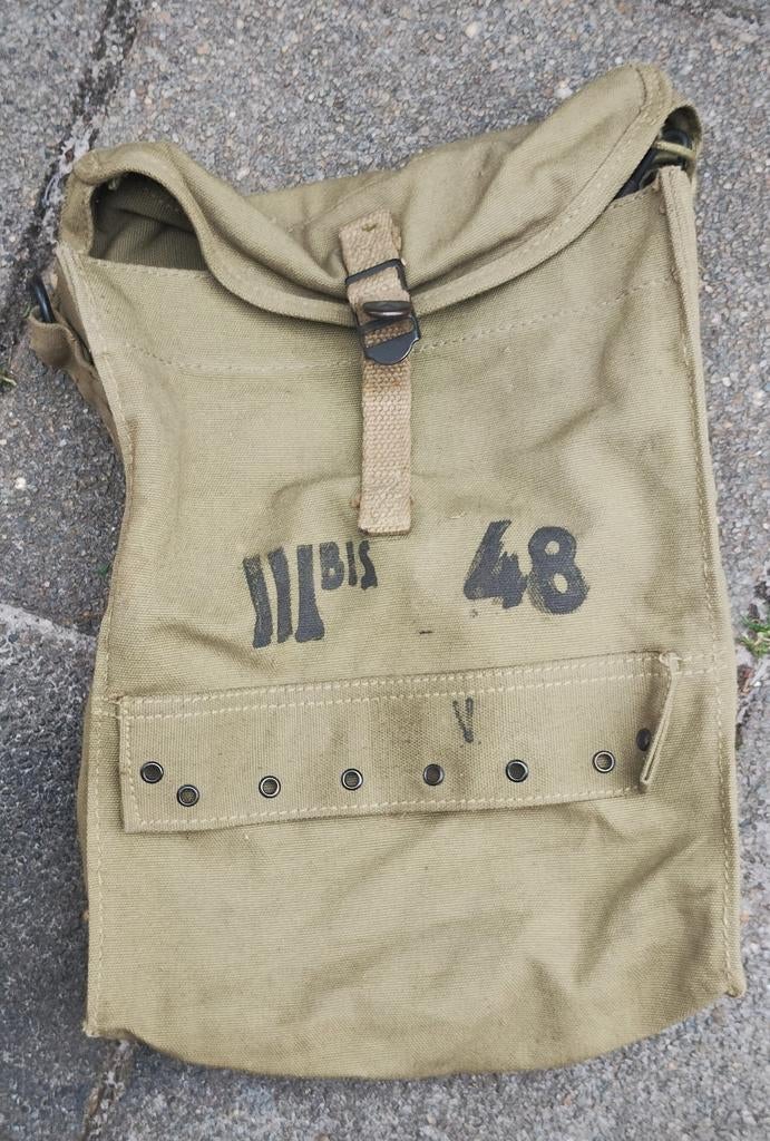 Vintage Leger Tas - Militair Groen Canvas - '48 BIS III', Verzamelen, Militaria | Algemeen, Verzenden, Overige soorten, Overige gebieden