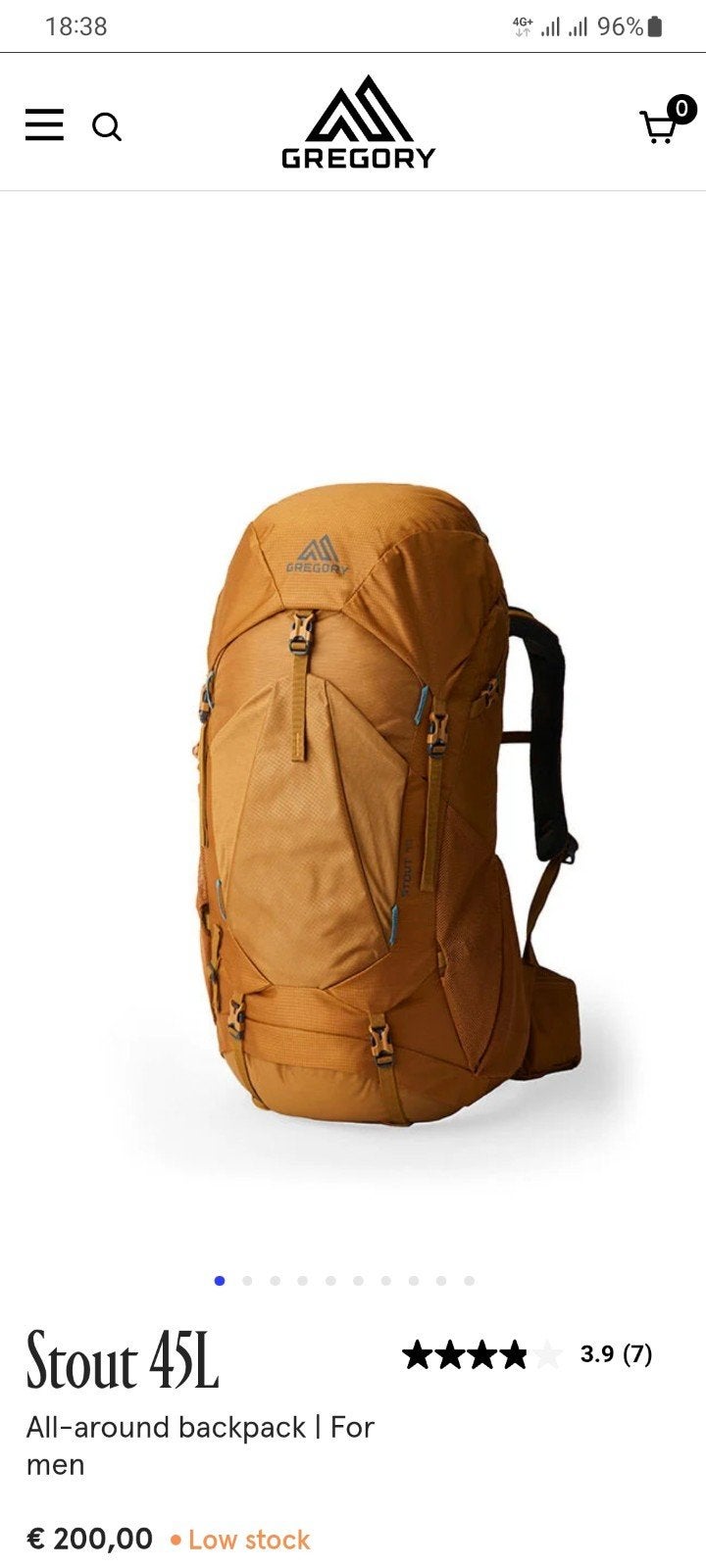 Gregory Stout 45L Backpack, Ophalen, Zo goed als nieuw, Rugzak