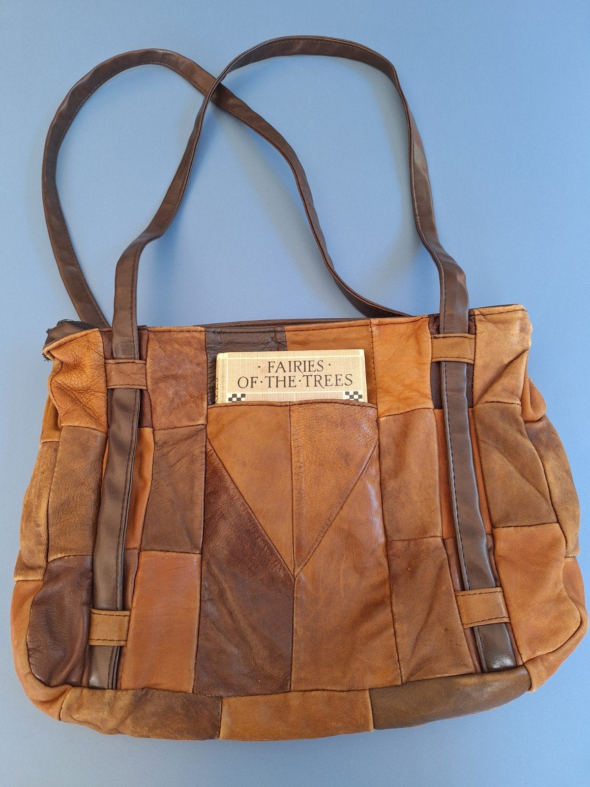 Vintage Leren Handtas - Zacht Patchwork Leer, Ophalen of Verzenden, Handtas