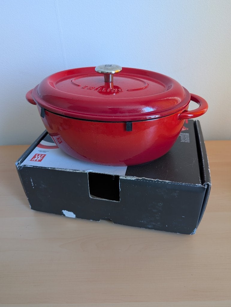 Nieuwe Zwilling J.A. Henckels Ovale Braadpan (29 cm) - Rood, Ophalen of Verzenden, Zwilling, Braadpan, Gietijzer