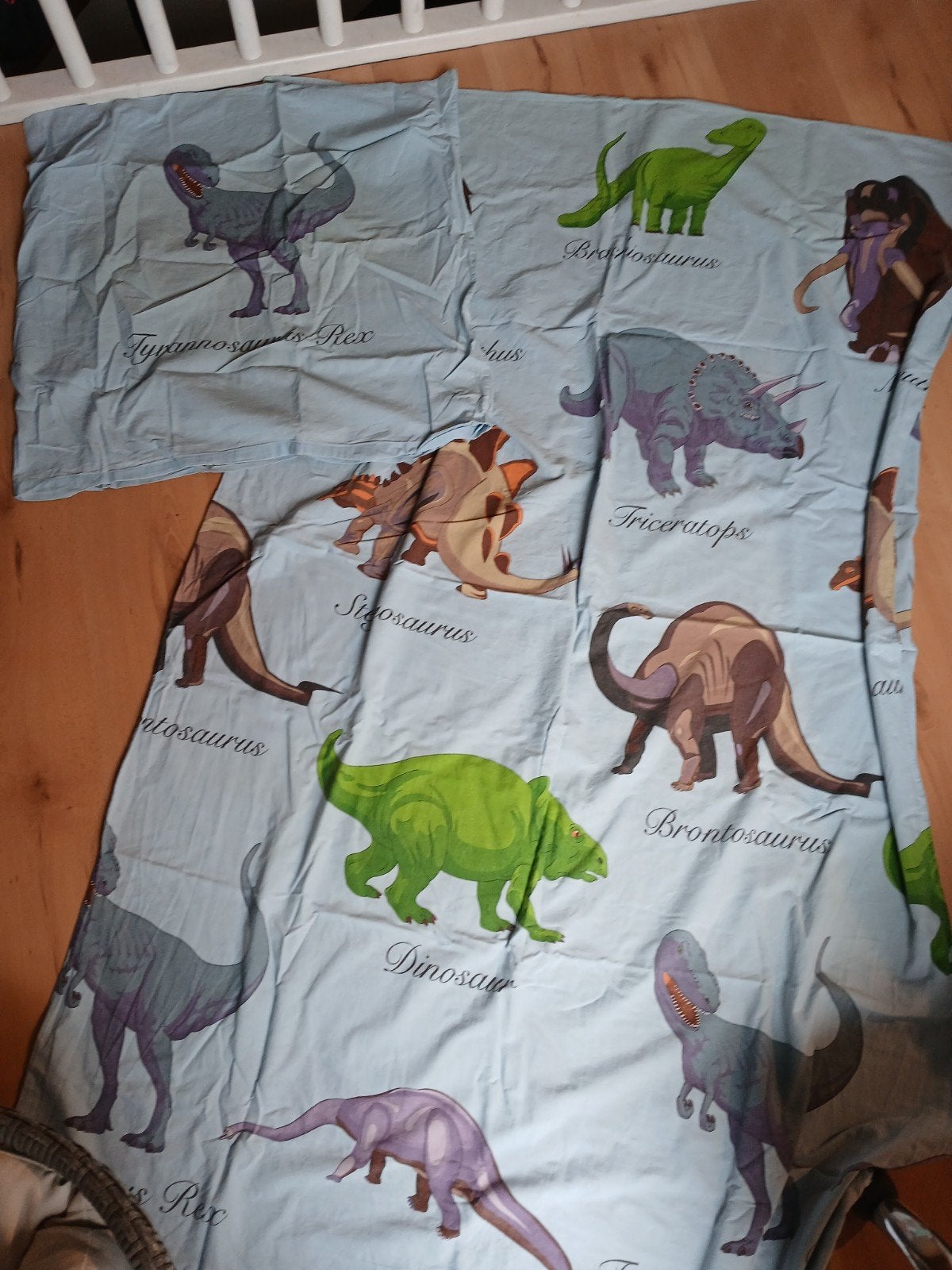Dinosaurus Dekbedovertrek met Kussensloop 1 pers., Gebruikt, Eenpersoons, Blauw, Dekbedovertrek