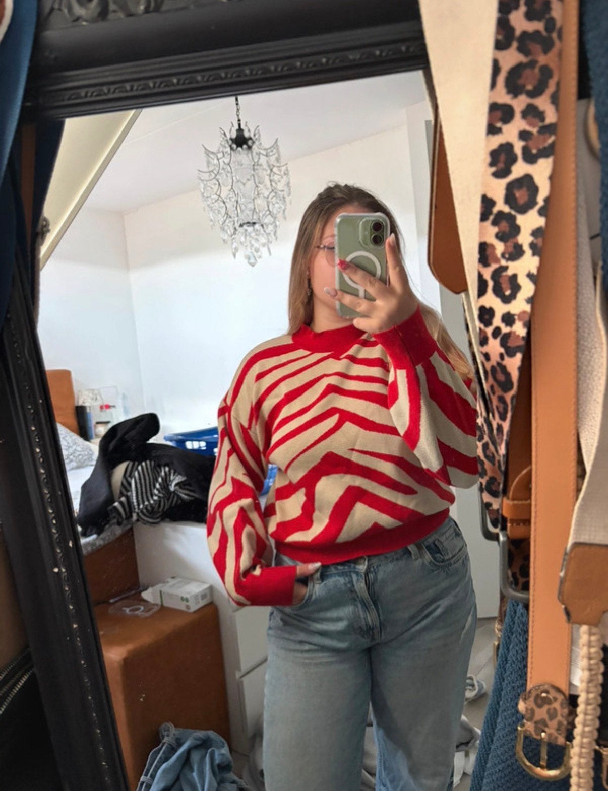 Sweater gestreept, Kleding | Dames, Verzenden, Zo goed als nieuw, Maat 38/40 (M), Rood