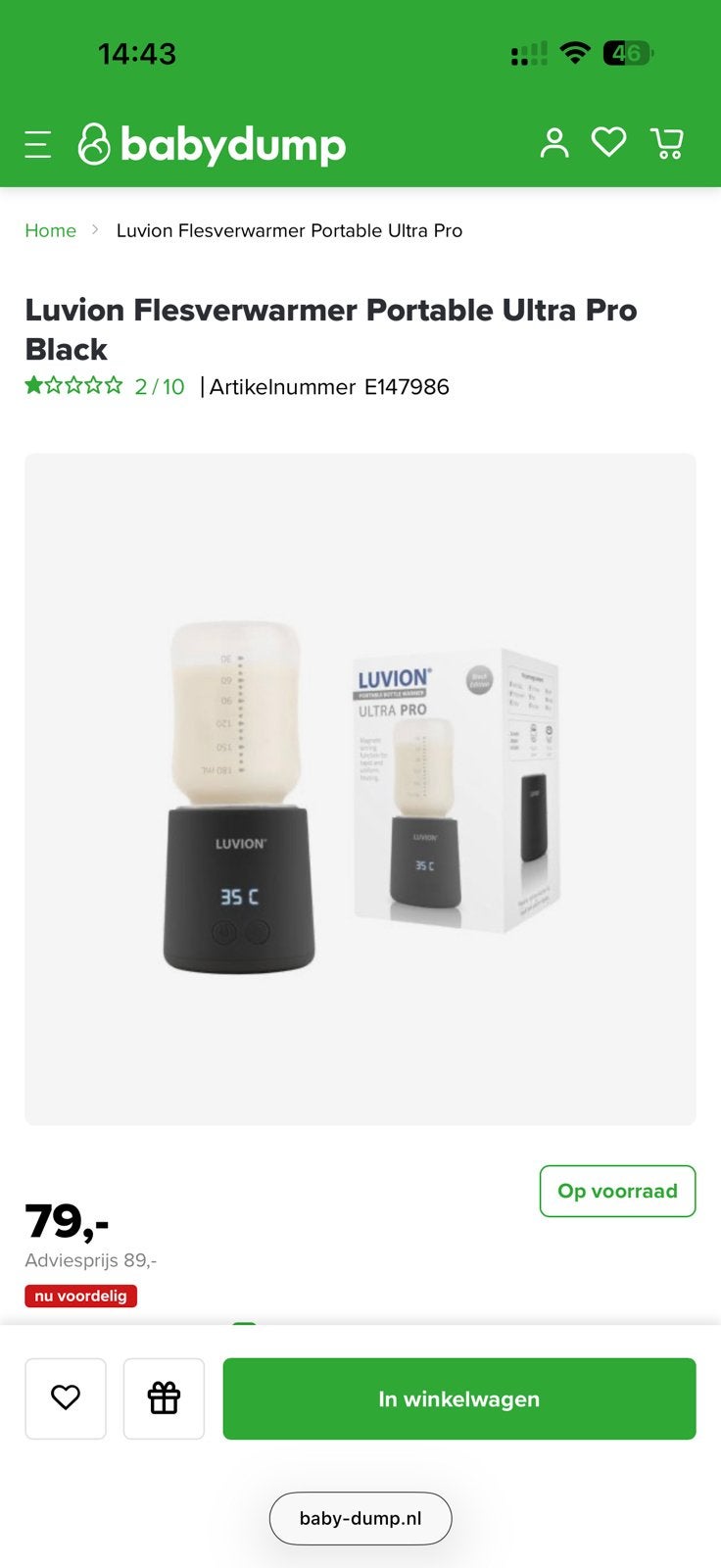 Luvion Flesverwarmer Portable Ultra Pro Black, Kinderen en Baby's, Babyvoeding en Toebehoren, Zo goed als nieuw, Ophalen