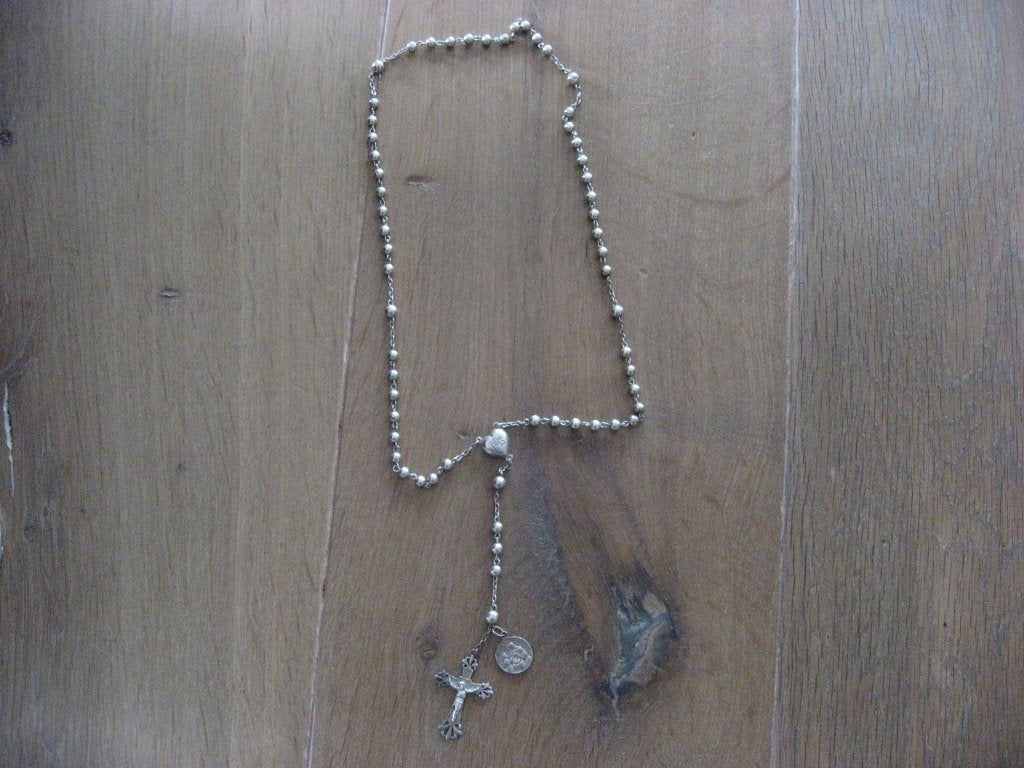 antieke 800 zilveren rozenkrans 1900, met kruis en hanger, Verzenden