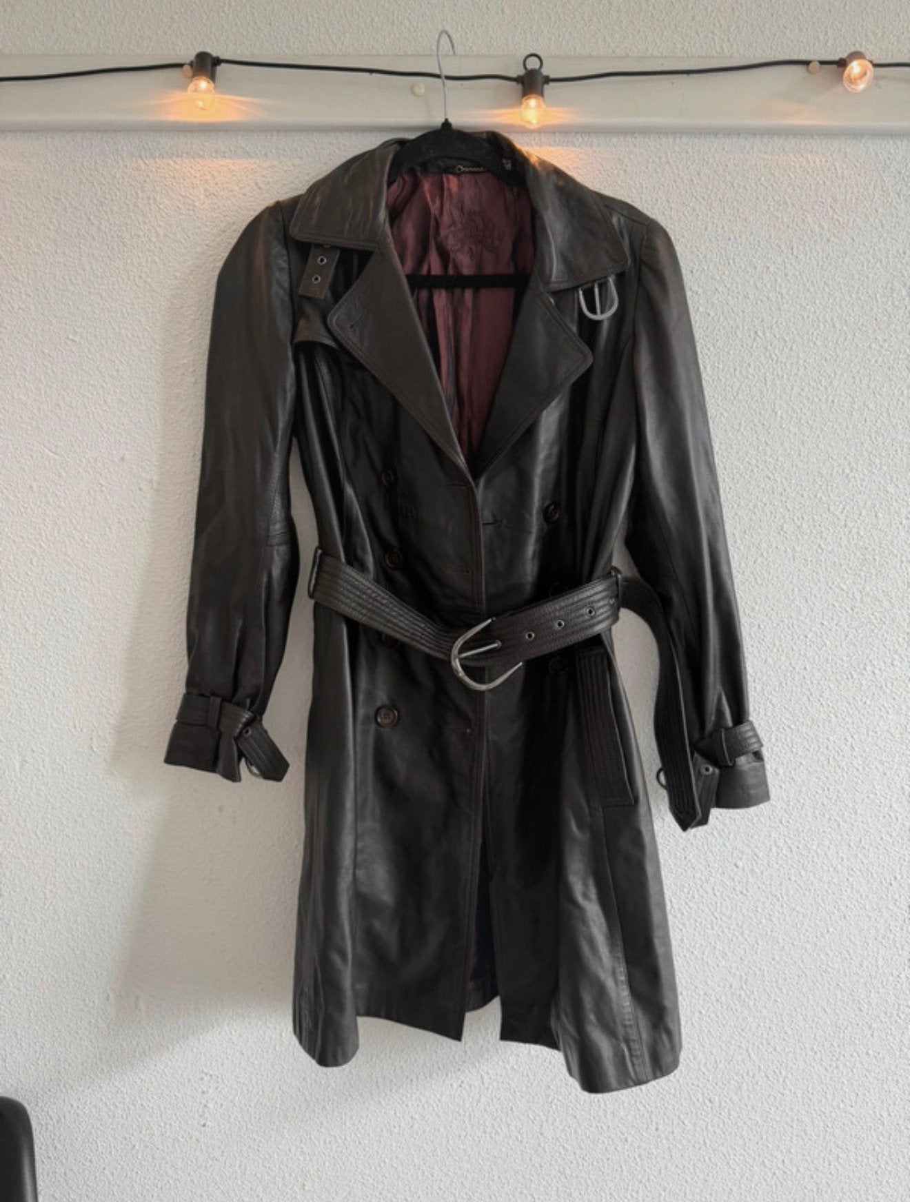 ARMA vintage black leather trench coat, Ophalen of Verzenden, Zo goed als nieuw, Zwart