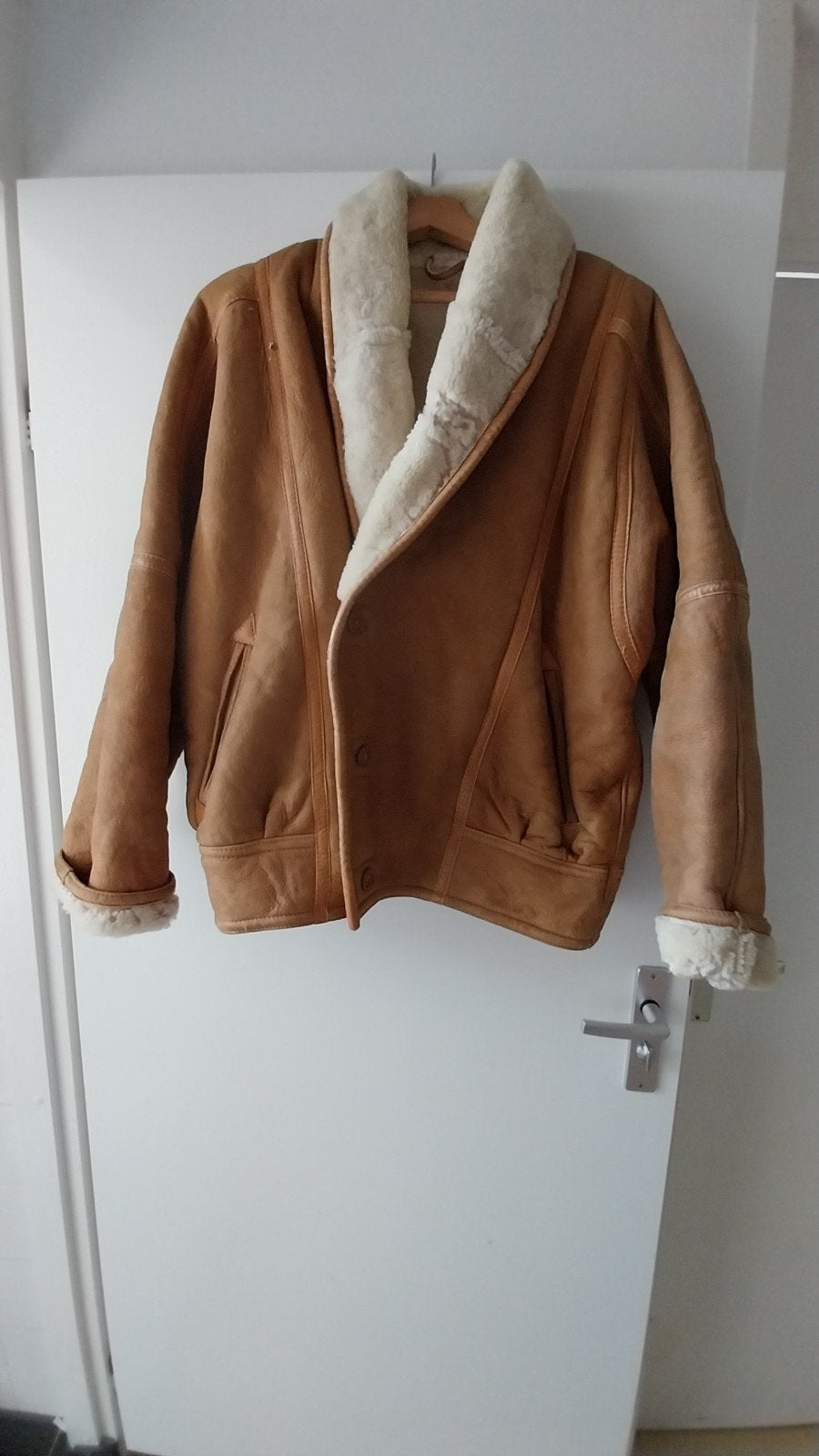 Vintage Lammy coat Lamsvacht Jas Maat L /XLJaren '70 Heren, Ophalen of Verzenden, Gedragen, Maat 52/54 (L), Bruin