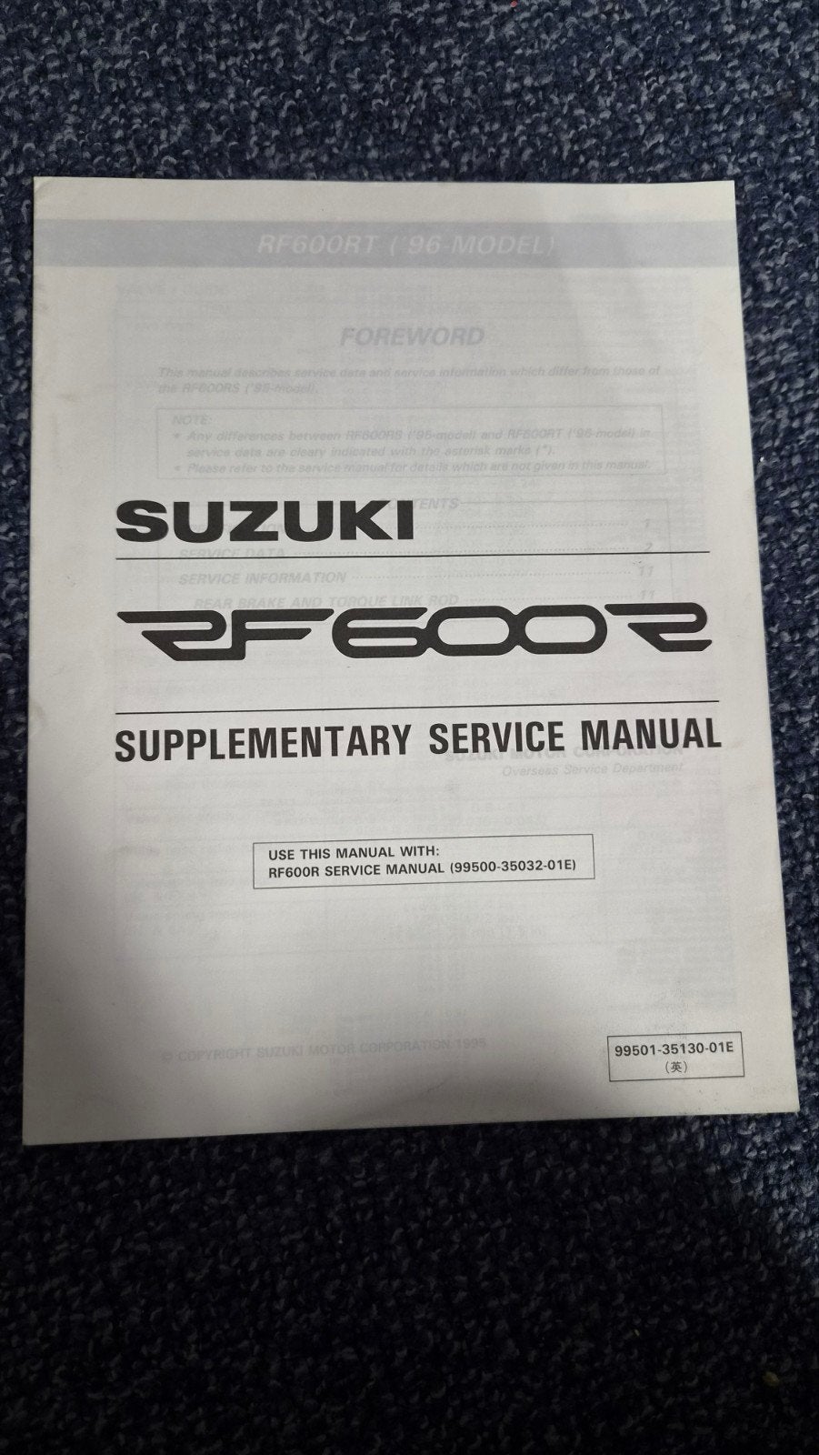 Suzuki RF600RT ('96-model) Service Manual, Motoren, Ophalen of Verzenden, Suzuki