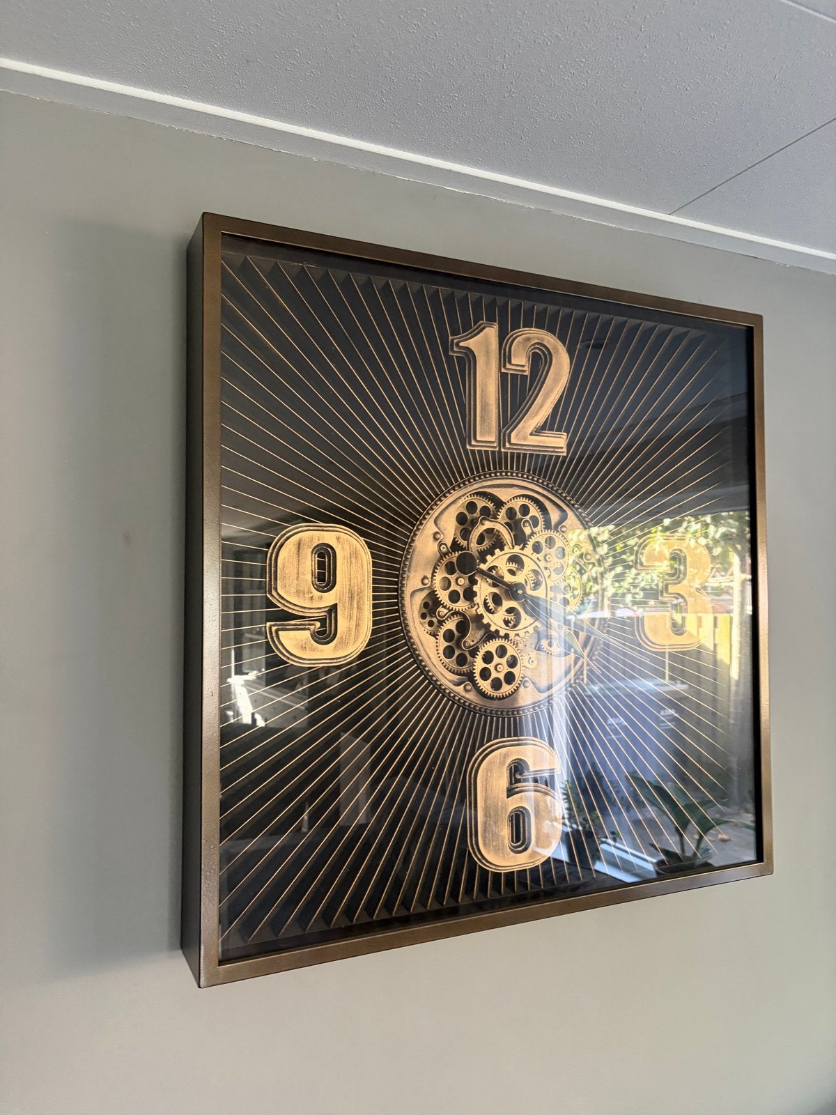 Countryfield wandklok met zichtbaar uurwerk, Huis en Inrichting, Ophalen, Goud, Zichtbaar uurwerk, Landelijk