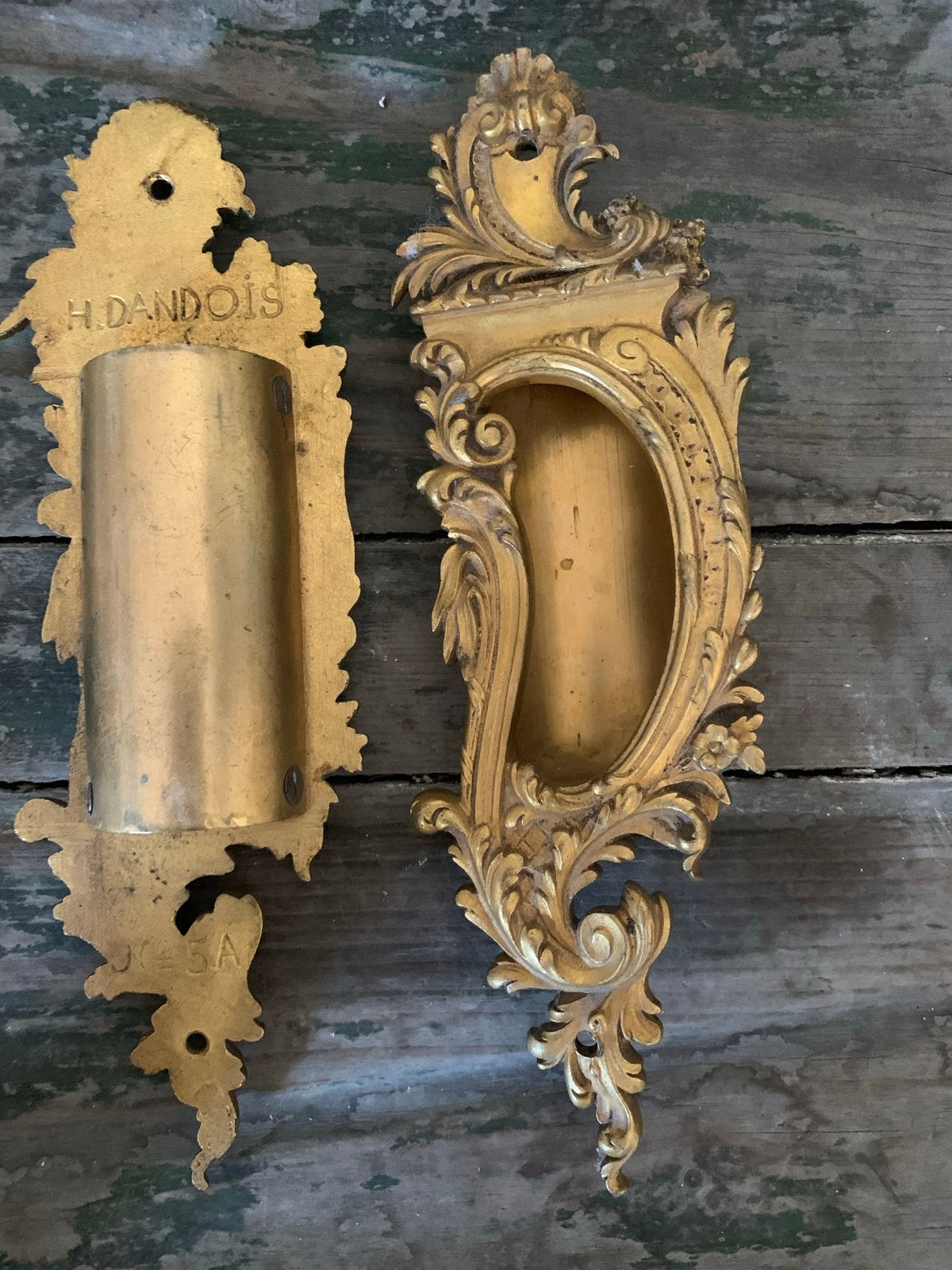 Antiek H. Dandois Deurbeslag - Verguld Brons, Antiek en Kunst, Ophalen of Verzenden