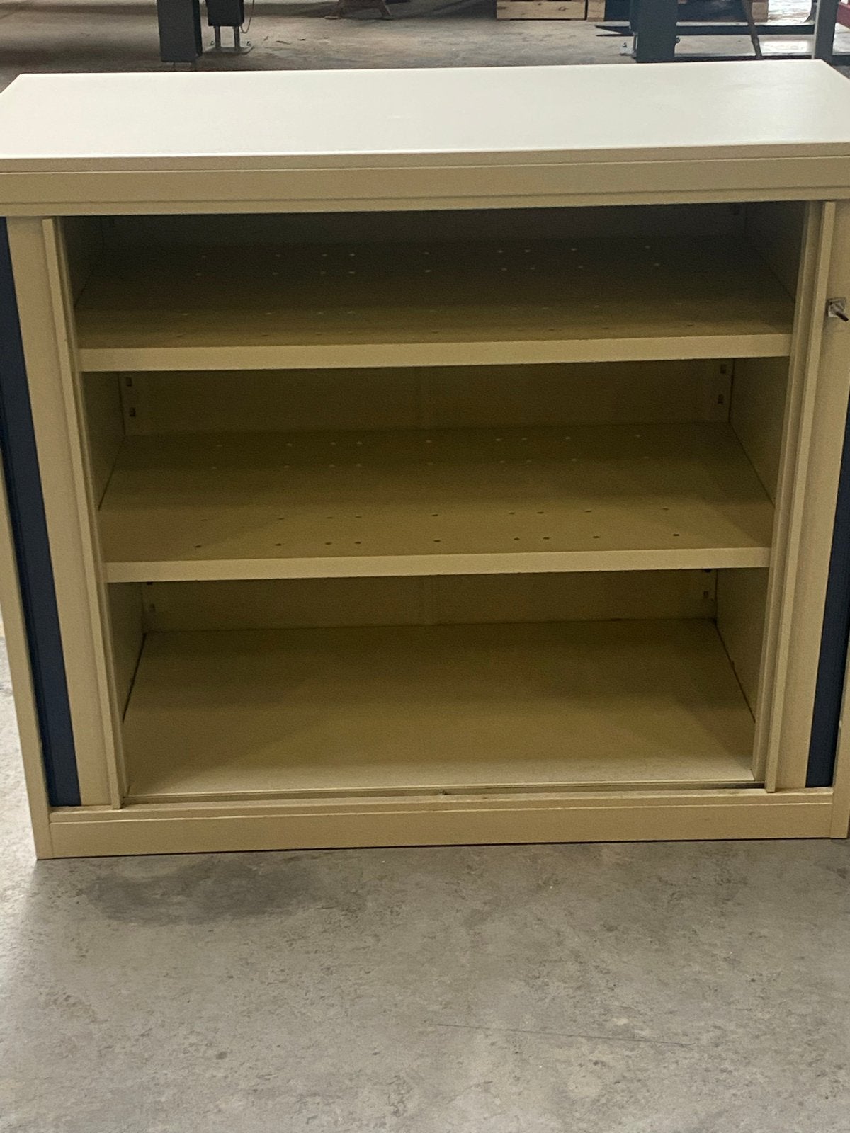 Stalen archiefkast met roldeur - Blauw/Beige, Ophalen of Verzenden, Gebruikt