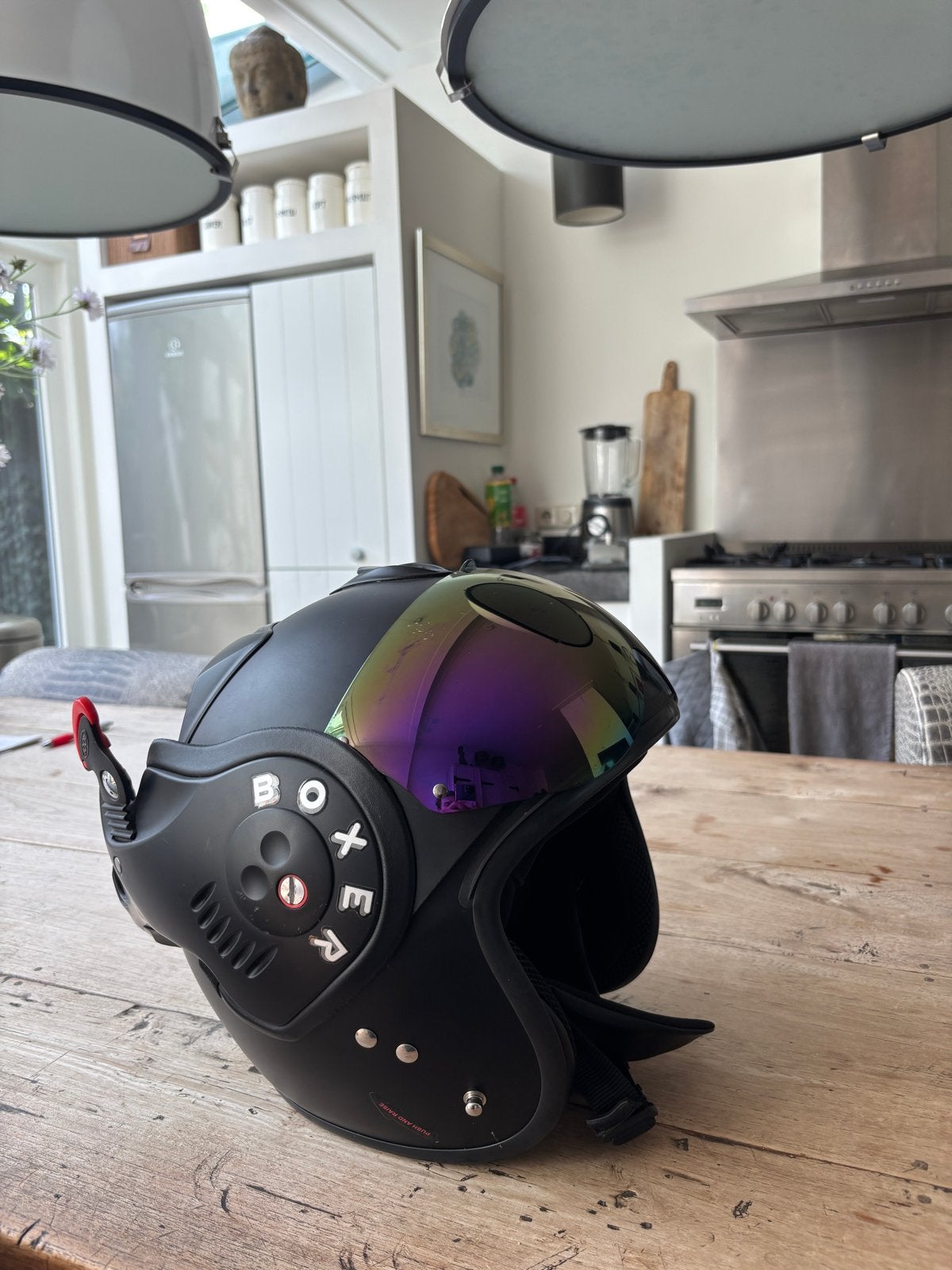 Roof Boxer V8 helm - Maat L - Mat Zwart met iridium vizier, Overige merken, Systeemhelm, Heren, Ophalen of Verzenden