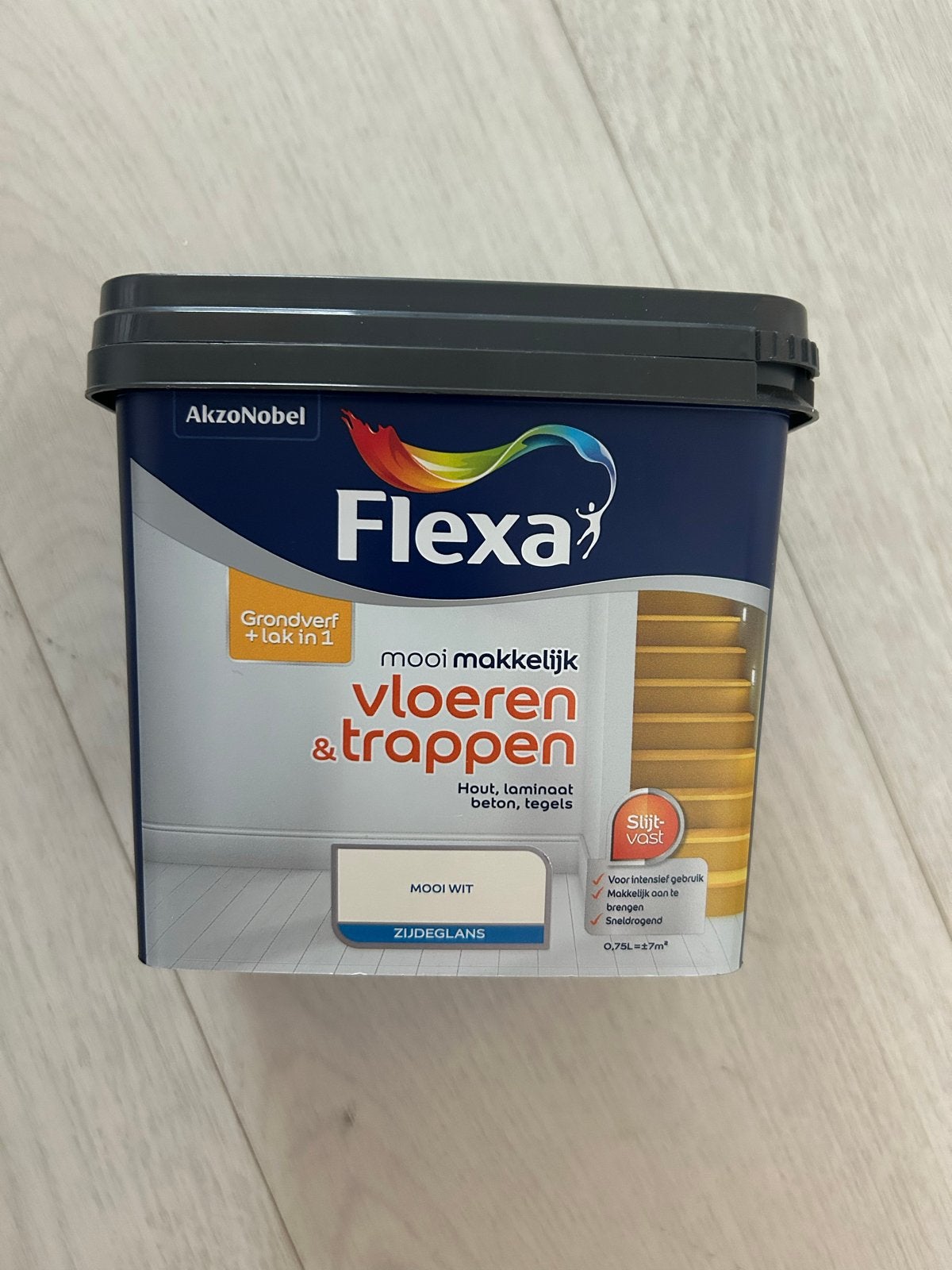 Flexa Vloeren & Trappen Verf - Mooi Wit Zijdeglans (Nieuw), Wit, Nieuw, Ophalen of Verzenden, Verf