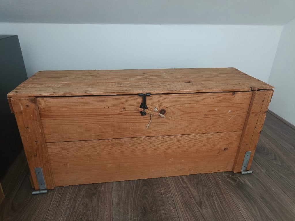 Oude Houten Opbergkist | Vintage Dekenkist Landelijk, Ophalen, Gebruikt, 100 tot 150 cm, 75 tot 100 cm